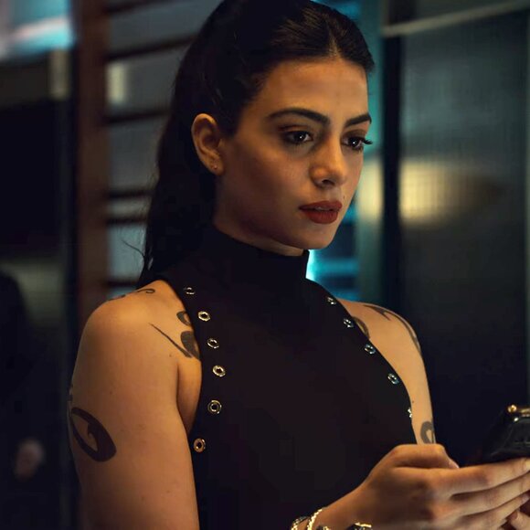 Cinq à Sept Ava Mock-Neck Crepe Grommet Dress ASO Isabelle Lightwood - Picture 12 of 12